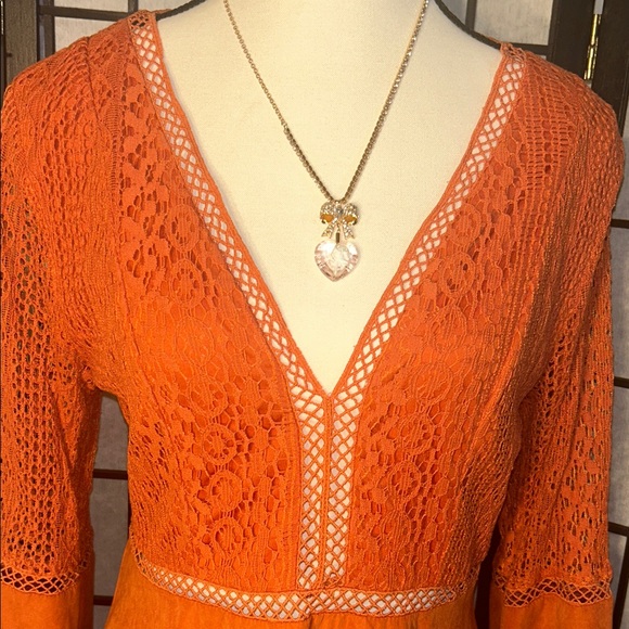 SHEIN Vibrant Orange Long Sleeve Dress - Picture 3 of 16